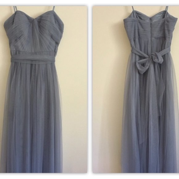 ADRIANNA PAPELL Bridesmaid Convertible Tulle Ball Gown Slate Blue - Picture 8 of 16